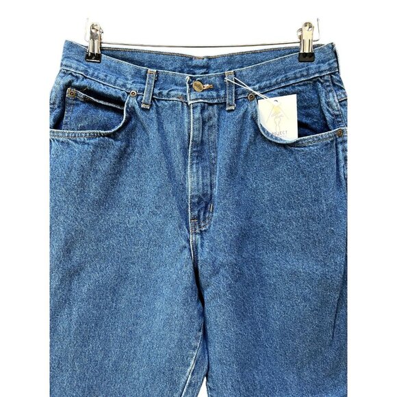 Vintage 90s Chic Brand Mom Jeans Rigid Denim Curvy Hip Medium Wash Tapered Leg - Picture 2 of 6